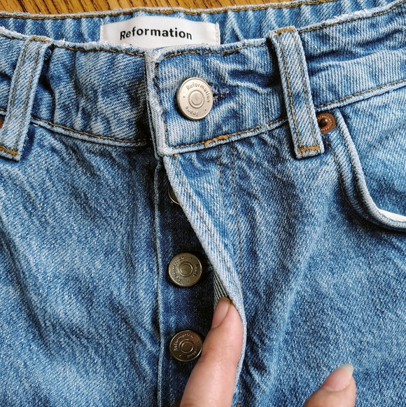 Reformation Cynthia High Rise Straight Women's Jeans Button Fly Medium Wash 27. - Picture 6 of 16